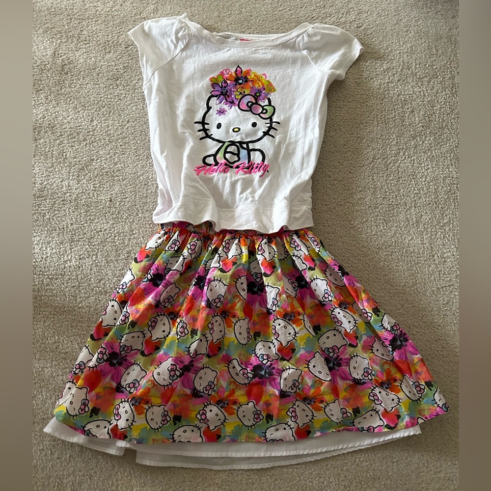 Girls hello kitty 2 in 1 outfit size xl 14/16 floral multicolor